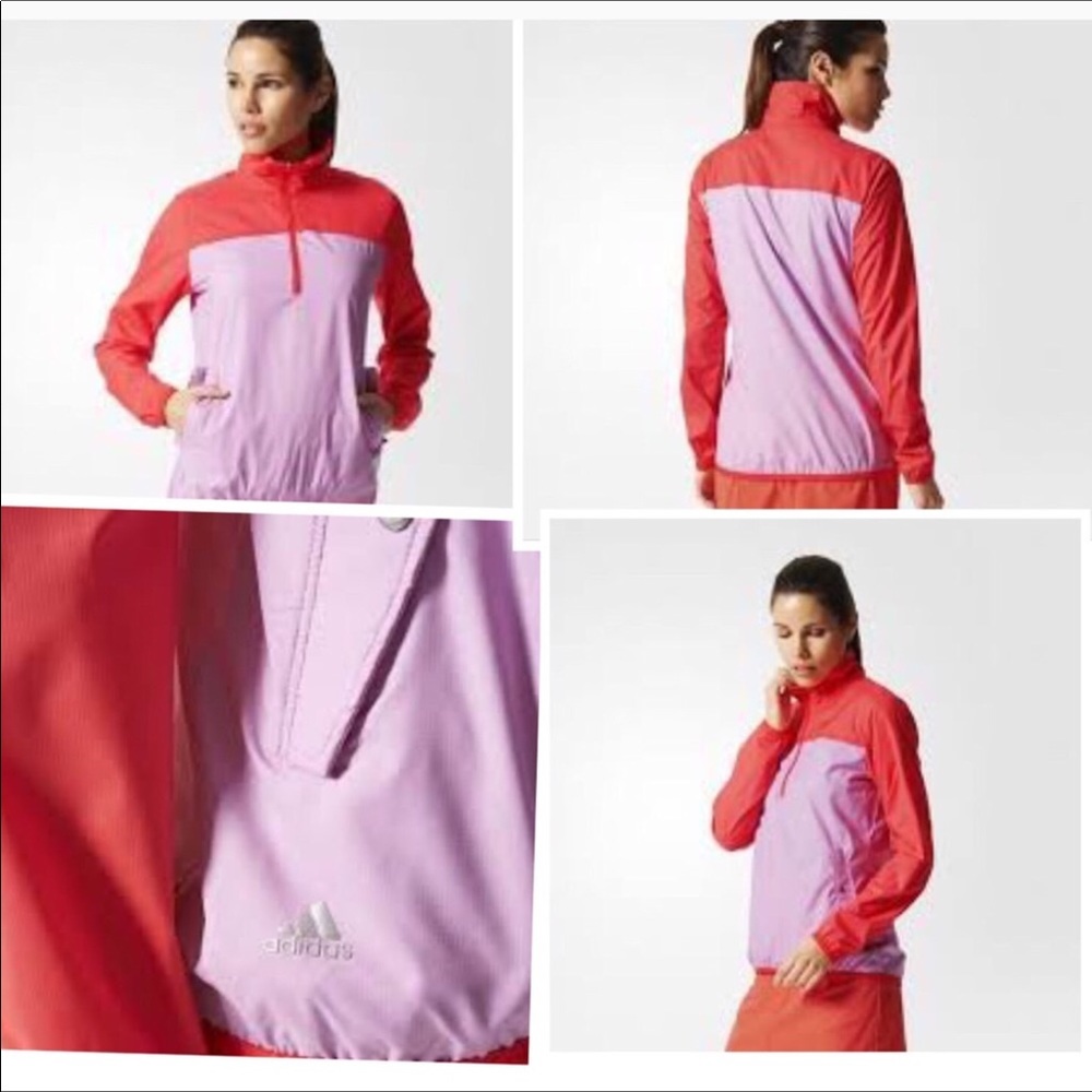 Adidas Golf 1/4 pink-red Colorblock Zip up Jacket